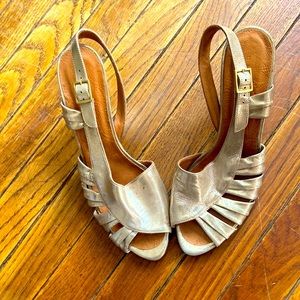 Chie Mihara gold strappy heel open toe size 9